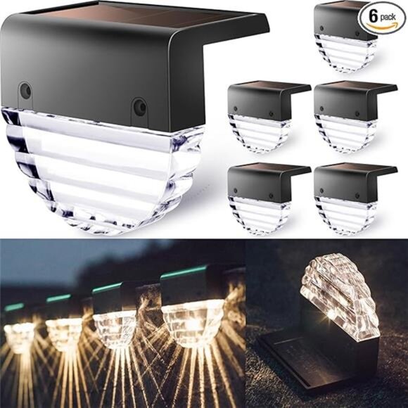 Solar Deck Lights Outdoor Waterproof LED Lights Fence Step Patio Garden 6 Pack - Picture 7 of 7